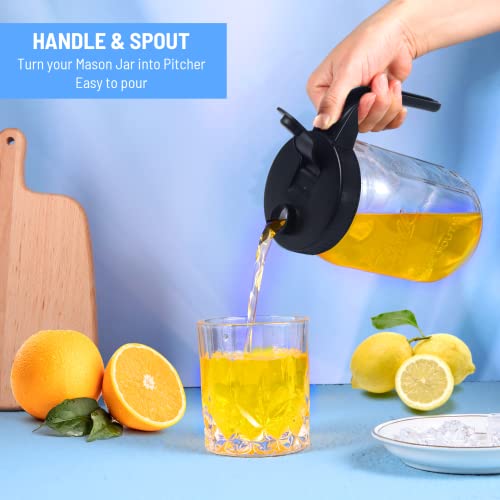 Mijayenv 2 Pack Wide Mouth Mason Jar Lids With Handle Flip Cap Lids For Mason Jar Easy To Pour Spout,Airtight & Leak-Proof Seal,Reusable Canning Lids For Drink,Pour,Sip,Store (Black) #TOP1