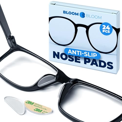 Eyeglass Nose Pads 12 Pairs – Clear Silicone Anti-Slip Stick-On Pads for Glasses, Sunglasses – Adhesive – BLOOM & BLOOM