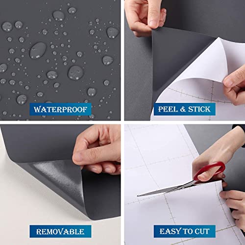 Image of HOME13 Matte Grey Wallpaper (24x360 in) Solid Peel and Stick Wallpaper Vinyl Roll for Kitchen Cabinets Desktop