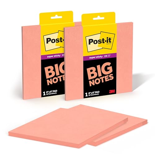 Post-it Super Sticky Big Notes Papaya Fizz (8x8) 2 Pads 60 Sheets