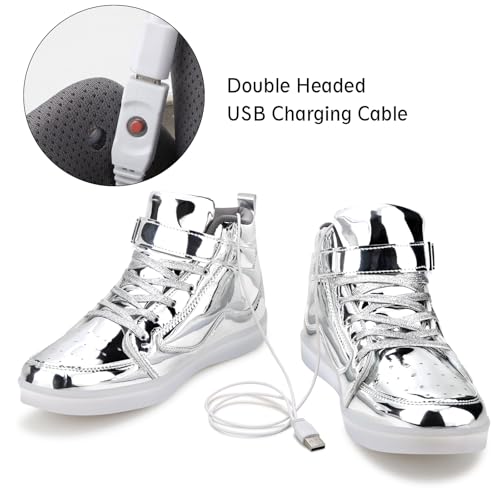 Image of Light Up Shoes Men Women LED Shoes USB Charging Adult High Top LED Sneakers Glow in The Dark Footwear for Dancing Party Festivals Festivals