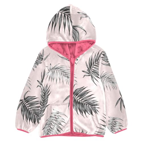 OTVEE Jungle Rainforest Palm Tree Leaves Kids Hoodie Jacket Fall Spring Full Zip Warm Outwear Coat