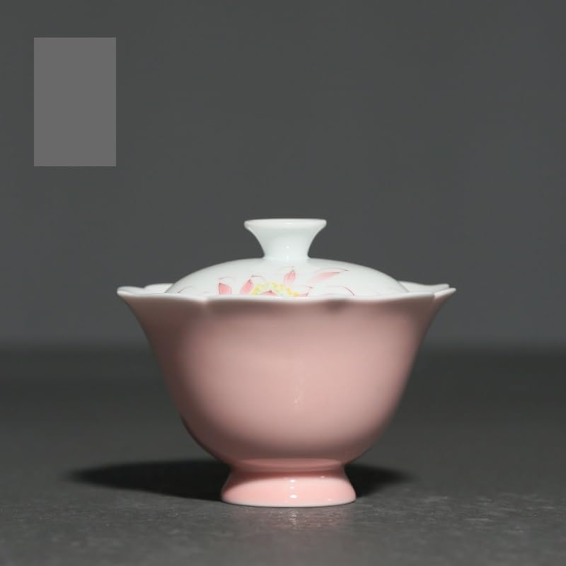 GSOUL Kungfu Tea cup Chinese Tea Cup Hand-painted Underglaze Pink Lidded Bowl Ceramic Small Ladies Maker Retro Set Small Tea Cups