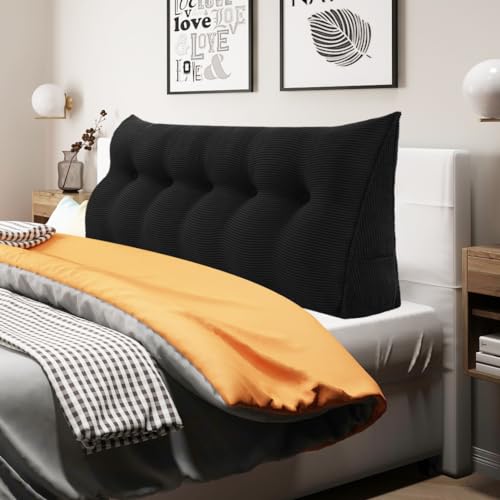 WOWMAX 100% Cotton Corduroy Headboard Pillow Full Size Back Support Reading Wedge for Bed & Daybed Plush Handmade Bolster Cushion with Removable Cover Cozy Bed Rest Pillow Red product thumbnail 2