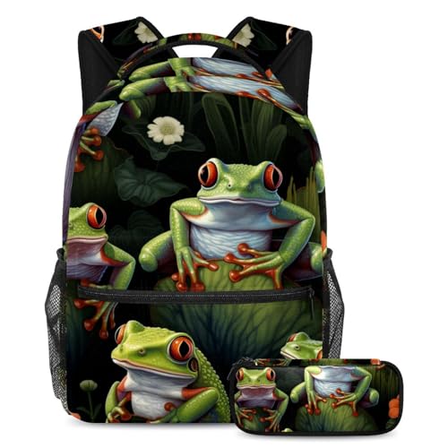 Cartable de grande capacité grenouille verte pour ranger toutes les affaires