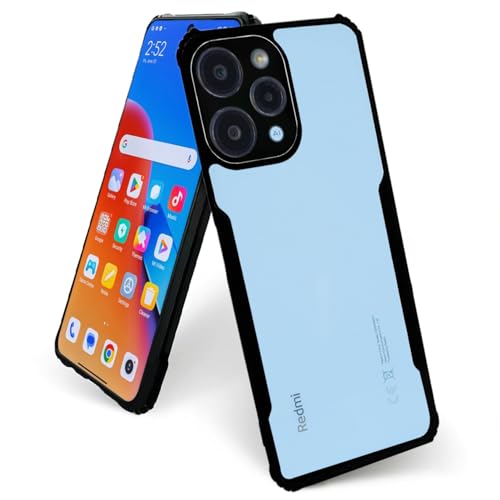 Image of AIBEX Crystal Clear Back Cover Case for Redmi 12 4G | 360 Degree Protection | Shock Proof Design | Transparent Back Cover Case (PC & TPU, Black Bumper)