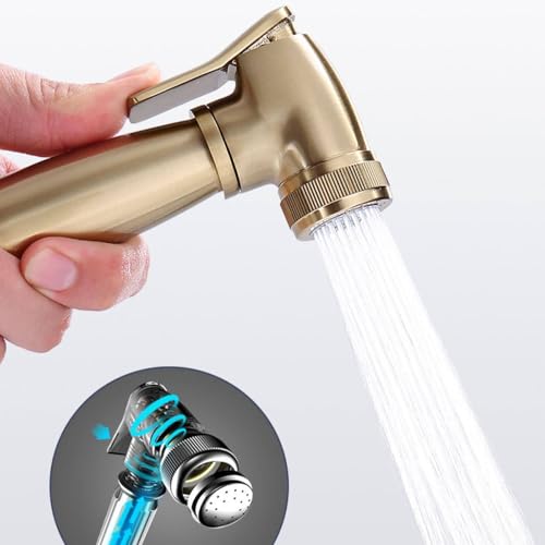 Ducha bidet para WC en oro cepillado de latón con control dual y manguera de 1,5m 3
