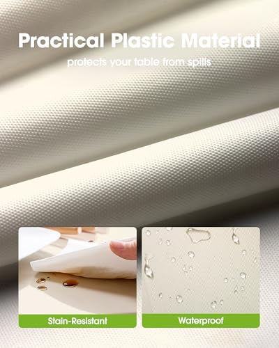 Image of Pureegg Plastic Table Cloth Disposable 10 Pack, 84'' Round Table Cloths, Party, Wedding, Thanksgiving Decorations, Fall Tablecloths, Round, Beige Plastic Cover, Leakproof & Sturdy, Cream, Ivory
