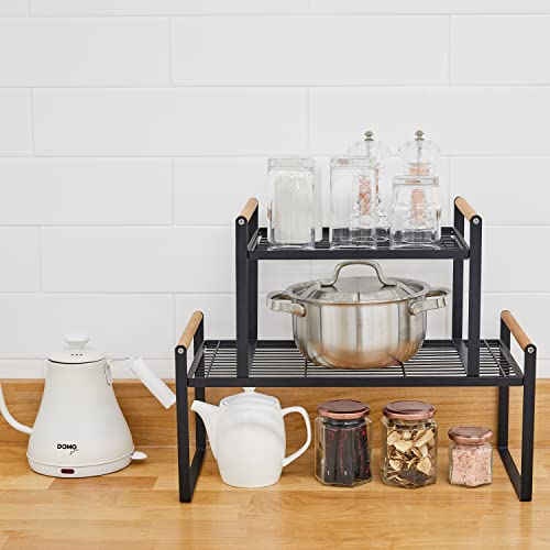 2-Pack Stackable Organizer Set-Versatile Storage Solution for Cabinets and Countertops-Kitchen and Pantry Shelf, Spice Rack - Space-Saving Design-Metal Wire-Black - Image 3