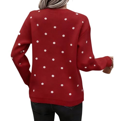 Polka Dot Sweater Women Dressy Casual Cozy Tunic Sweater Polka Dot Top - image 2