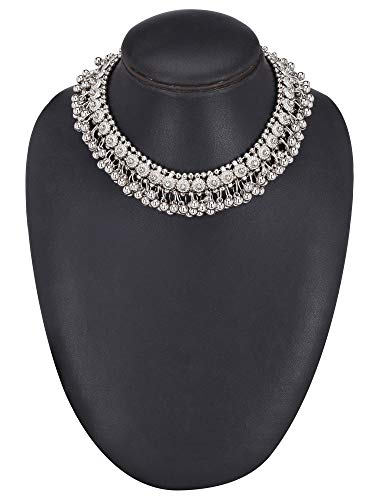 German Silver Oxidised Ghoongroo Necklace Set with Earrings