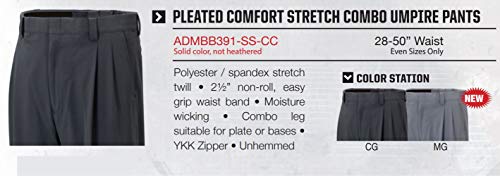 Adams Umpire Uniform Combo Poly/Spandex Pleated Pants, Charcoal Grey2