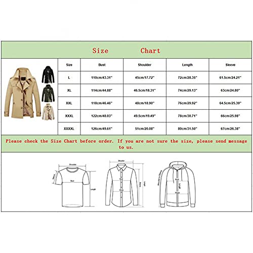 Phshy Men's Winter Cotton Windbreaker Jacket Coat Full Zip Button Up Long Sleeve Single Breasted Mid Length Outwear Black #TOP3