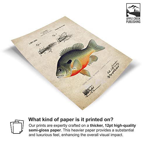 Apple Creek Antique Fly Fishing Lure Us Patent Poster Art Print Bluegill Largemouth Bass Walleye Muskie Lures Poles 11X14 Wall Decor Pictures thumb #2