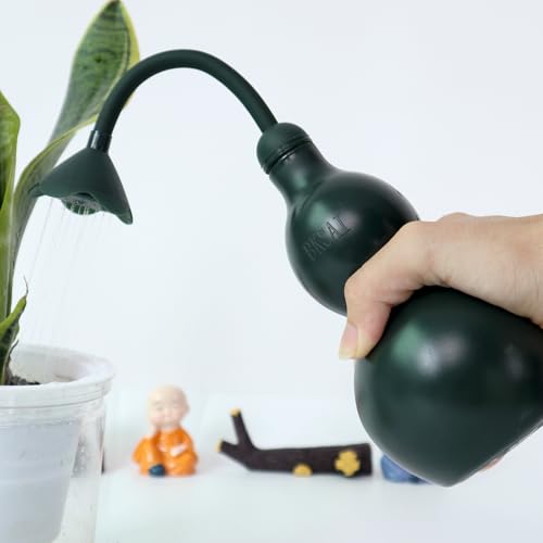 BKSAI Petit Arrosoir Plante Interieur Arrosoir Jardin en Forme de Gourde 325ML Petit Arrosoir pour Arroser d'une Main, Arrosoir pour Bonsaï Plantes Fleurs - Vert Foncé