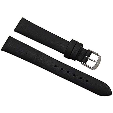 Correa de Reloj de Cuero de Becerro 14mm Negro Cover
