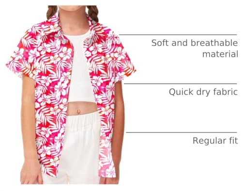 Image of Remimi Unisex Kids 4th of July Button Up Shirt Boys American Flag Print Hawaiian Beach Short Sleeve Tops 5-14 Years