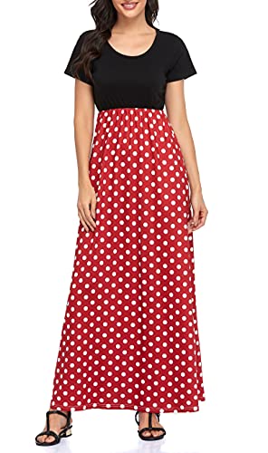 Image of Lacavocor Womens Short Sleeve Maxi Dresses Empire Waist Long Dress