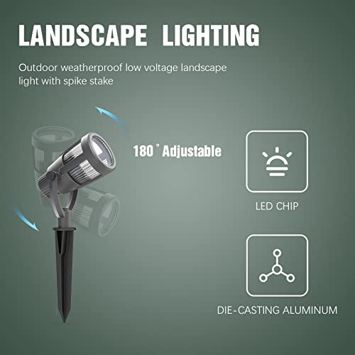 Malibu Low Voltage Landscape Light 7.5W Led Spotlight 12V Outdoor Lighting 330 Lumen 3000K Warm White Floodlight With Connector And Spike Stake For Outdoor Use 8418-2606-01 #TOP5