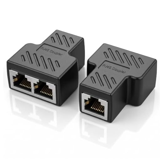 RJ45 Splitter Connectors Adapter 1 to 2 Ethernet Splitter Coupler Double Socket HUB Interface Contact Modular Plug Connect Network LAN Internet Cat5 Cat6 Cable 2 Pack (CAN'T RUN BOTH AT THE SAME TIME)