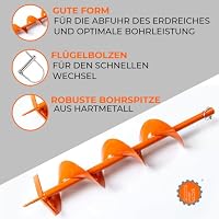 Weischer® Erdbohrer Ø 40 mm / 800 mm Länge I Pfahlbohrer Brunnenbohrer Erdlochbohrer Gartenbohrer I robuste Bohrspitze – Ansicht 2