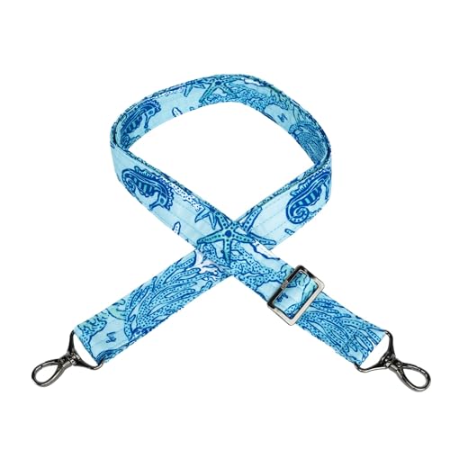 Lug Adjustable Classic Bag Strap, 1.25 Inch Wide Replacement Shoulder Strap for Handbags and Crossbody Bags, Sealife Blue