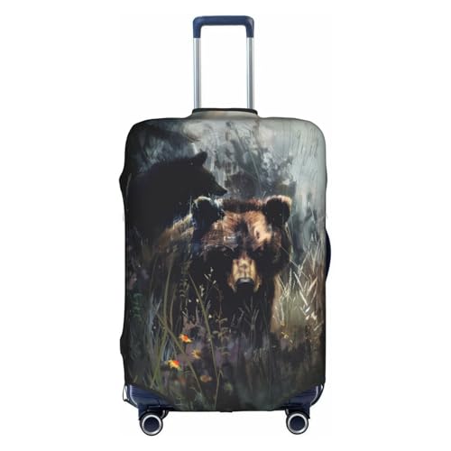 bear and flower Elastic Travel Luggage Cover Travel Suitcase Protective Cover