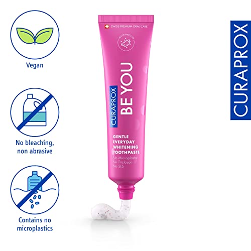 Curaprox Whitening Zahnpasta – Für Frischen Atem & Zahnfleischpflege | Enzymatische Formel, Wassermelonengeschmack, Pink, 60 Ml | Vegan, SLS-frei, Fluorid 950 ppm | Hergestellt in Der Schweiz – Bild 4