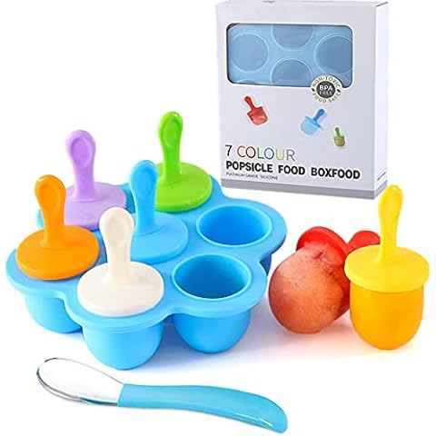 JBYAMUS Silicone Popsicle Molds, Ice Pop Molds, Storage Container for Homemade Food, Kids Ice Cream DIY Pop Molds - BPA Free (Blue) Cover