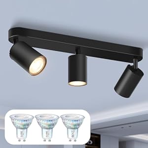 ALUSSO LED Deckenstrahler 3-flammig, abnehmbarer GU10 Wandstrahler schwenkbar um 350°, 5W 2700K Schwarz Spotlight für Wohnzimmer, Schlafzimmer und Korridor inkl. GU10 Leuchtmittel