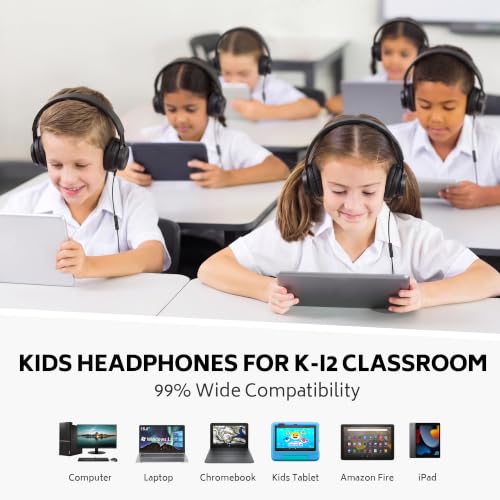 Image of AILIHEN Kids Headphones Bulk 10 Pack with Microphone & 3.5MM Jack, Black