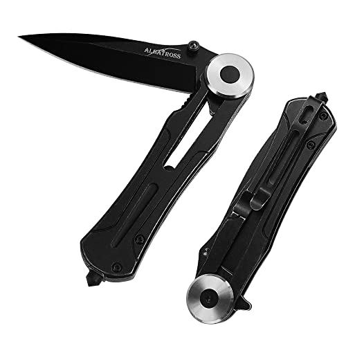 Albatross Pocket Folding Knife, Tactical Knifes With Glass Breaker,Good For Outdoor Camping Hunting Fishing Hiking Survival, Gifts For Men Fk052 (Black) #TOP4