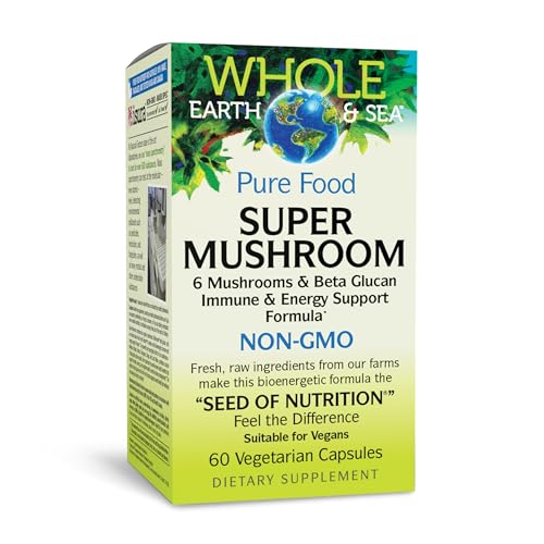 Whole Earth & Sea from Natural Factors, Super Mushroom, Whole Food Supplement, Vegan, 60 vegetarian capsules (60 servings) Whole Earth & Sea from Natural Factors, Super Mushroom, Whole Food Supplement, Vegan, 60 vegetarian capsules (60 servings)
