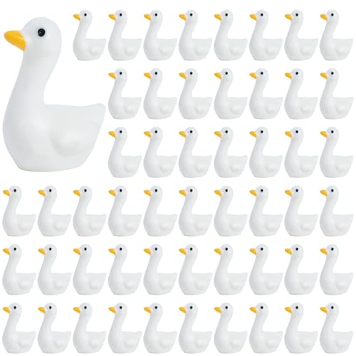 Clofiak 60Pcs Mini Tiny Gooses Resin Goose Figurine Handcrafted Small Desk Animals Decor for Porch Cake Toppers DIY Crafts Micro Landscape Ornaments Geese Animals Statues