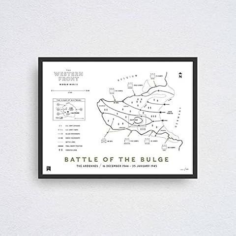 Battle of the Bulge Map Poster - World War 2 Map Wall Art Memorabilia - Original Ar...