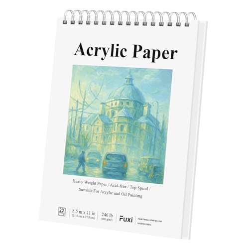 Fuxi Acrylic Sketchbook 8.5x11, 20 Sheets(40page) Paint Paper for Acrylic Painting, 246 lb/ 400gsm...