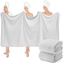 SmoothNovelty 2 Pcs Bath Sheets 40 x 80, Oversized Extra Large Bathroom Towel Giant XL Coral Fleece Beach Sheets Jumbo Quick Dry Absorbent with Hanging Loop for Pool, Home, Hotel Light Gray