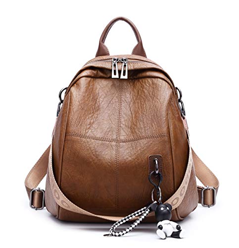DEERWORD Mujer Bolsos Mochila Casual Bandolera Marca Mediano Antirrobo Italianos PU Cuero 3228 1 piezas Marrón V1
