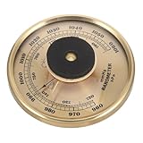 ibasenice Wetterstation Barometer Thermometer Hygrometer Wandmontage Goldfarbener Luftdruckmesser Feuchtigkeitsmesser für Innen und Außen Büro und Zuhause