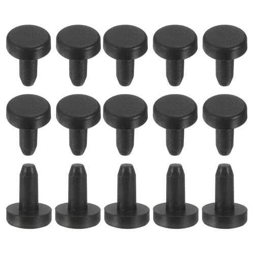 Image of uxcell 15Pcs Silicone Hole Plug, Waterproof Solid T-Shaped Rubber Stoppers Bottle Seal Tube Pipe Plug End Cap for 3mm /0.12 inch Hole for Bathtub Bottle, 0.28 inch Plug Height, Black