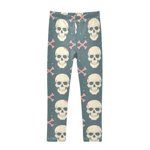 Skull Bones Girls Leggings Soft Stretch Workout Yoga Dance Pants for Kids Casual Tights