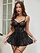 Avidlove Sexy Lingerie for Women Lace Babydoll Sleepwear Boudoir Outfits with Garter Belt Black Medium