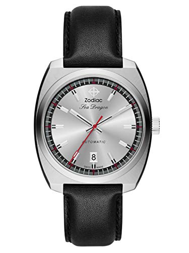 Zodiac ZO9906 SEA Dragon Automatic Silver Black Leather Mens Watch