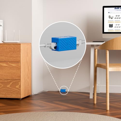 Image of iwillink RJ45 Coupler Ethernet Connector, Female to Female, 50 Pack, Blue | Extender Adapter, For Cat7 Cat6 Cat5e Cat5 Ethernet Cable Female Connector