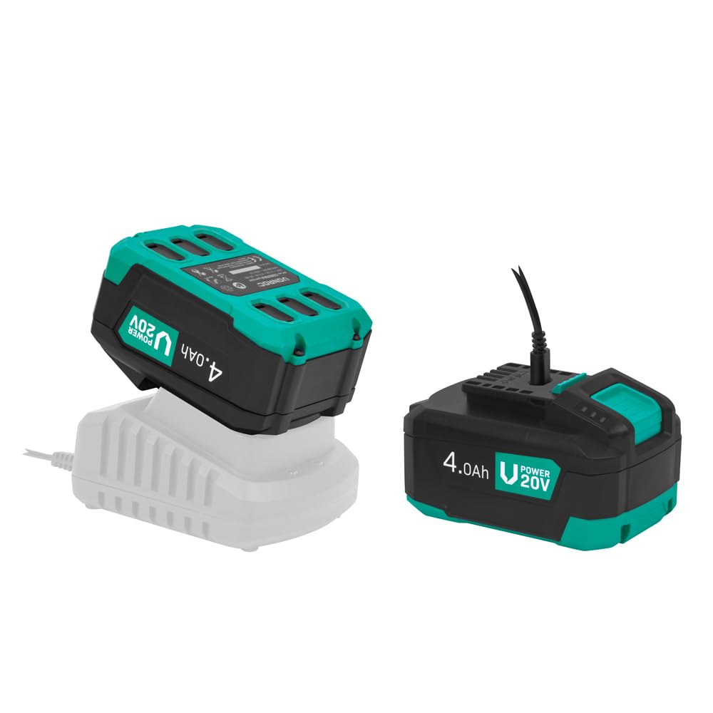 VONROC Duopack Baterías 20 V - 2 × 4.0 Ah VPower - Con puerto USB-C bidireccional - Función Powerbank - Compatible con Power Delivery (PD) - Protección ECP - Baterías de Li-ION para herramientas de 20
