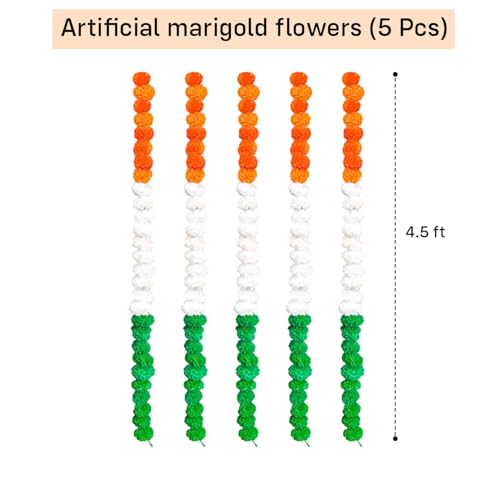 Image of Party Propz Republic Day Decoration Items - 5 Pcs Tricolour Garland for Decorations, 26 January Decoration Items, Tricolour Hanging Decorations for Republic Day, Tricolor Frill