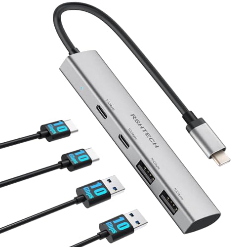Concentrateur USB C 10 Gbit/s RSHTECH avec 4 ports USB 3.2 Gen 2 en aluminium pour MacBook Pro
