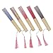 Garneck 5Pcs Stile Giapponese Ventilatore della Mano Motivo Floreale Pieghevole Ventilatore della Mano Ventilatore d'Epoca Elegante Donna Tasca di Seta di bambù Fan Mano