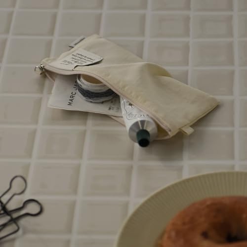 Image of Monolike Archive 247 Flat Pen Case, Ivory - Pencil Pouch, Portable Pencil Bag, Pencil Case, Office Pouch case, Pen case