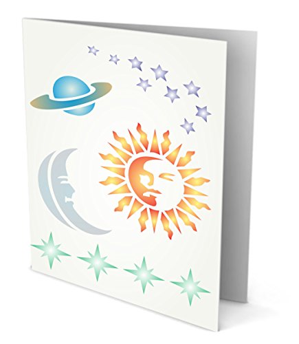 Celestial Stencil, 8.5 X 8.5 Inch (L) - Mix Media Layering Sun Moon Stars Stencils For Painting Template #TOP3